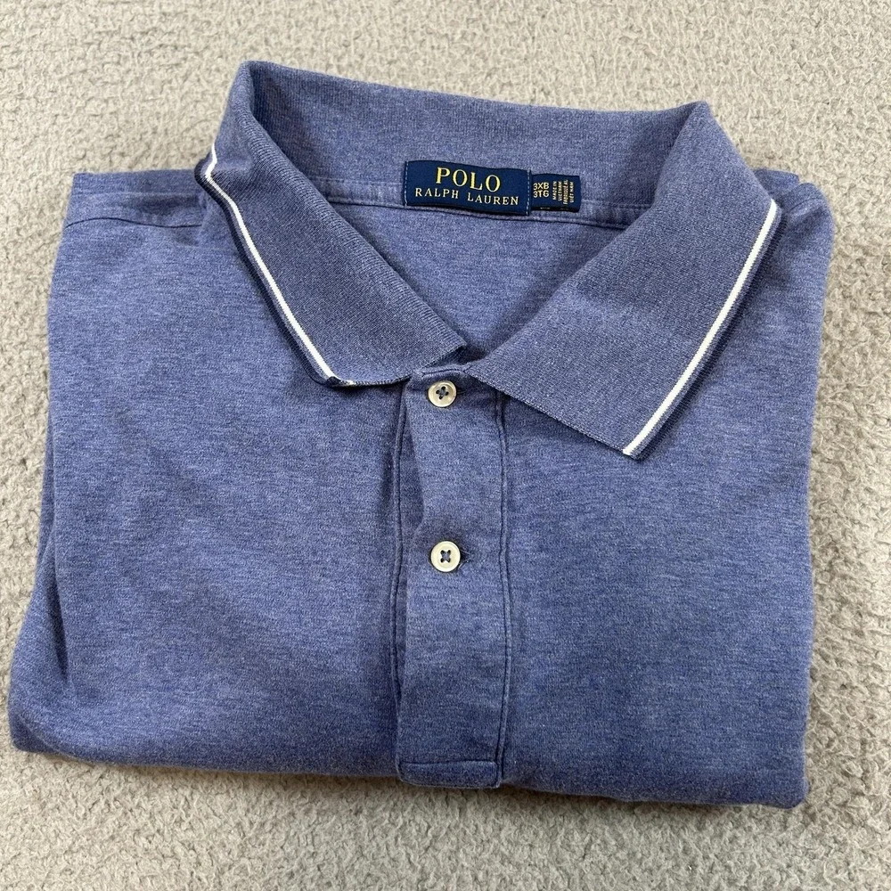 Polo Ralph Lauren Polo Shirt Mens 3XL Blue‎ Pima Cotton Big Pony Classic Fit